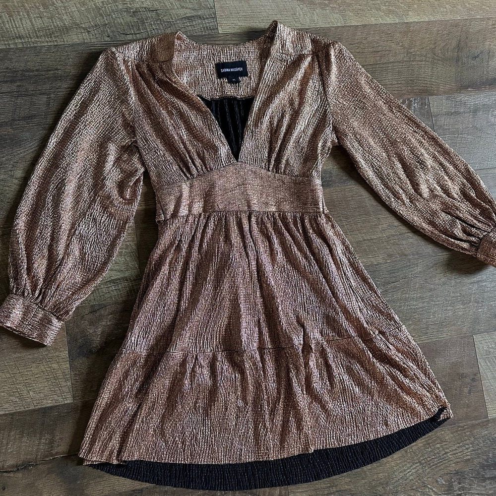 Women's Sabina Musayev Bronze & Black Mini Dress XS